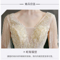 HQ308 New Wedding Dresses for Adults Bride Use Crystal V-neck Floor Length Empire Ball Gown Frocks Gold Lace Bridal Dresses